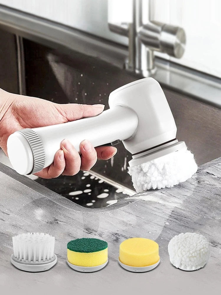 Wireless Electric Cleaning Brush Set 5-In-1 Handheld Bathtub Brush Kitchen Bathroom Sink Cleaning Tool Profess Cleaning Brushs