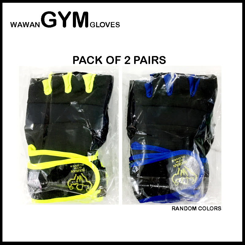 Pack of 2 Pairs Adjustable Wawan Gym Workout Gloves – Comfortable Grip, Durable for Men & Women