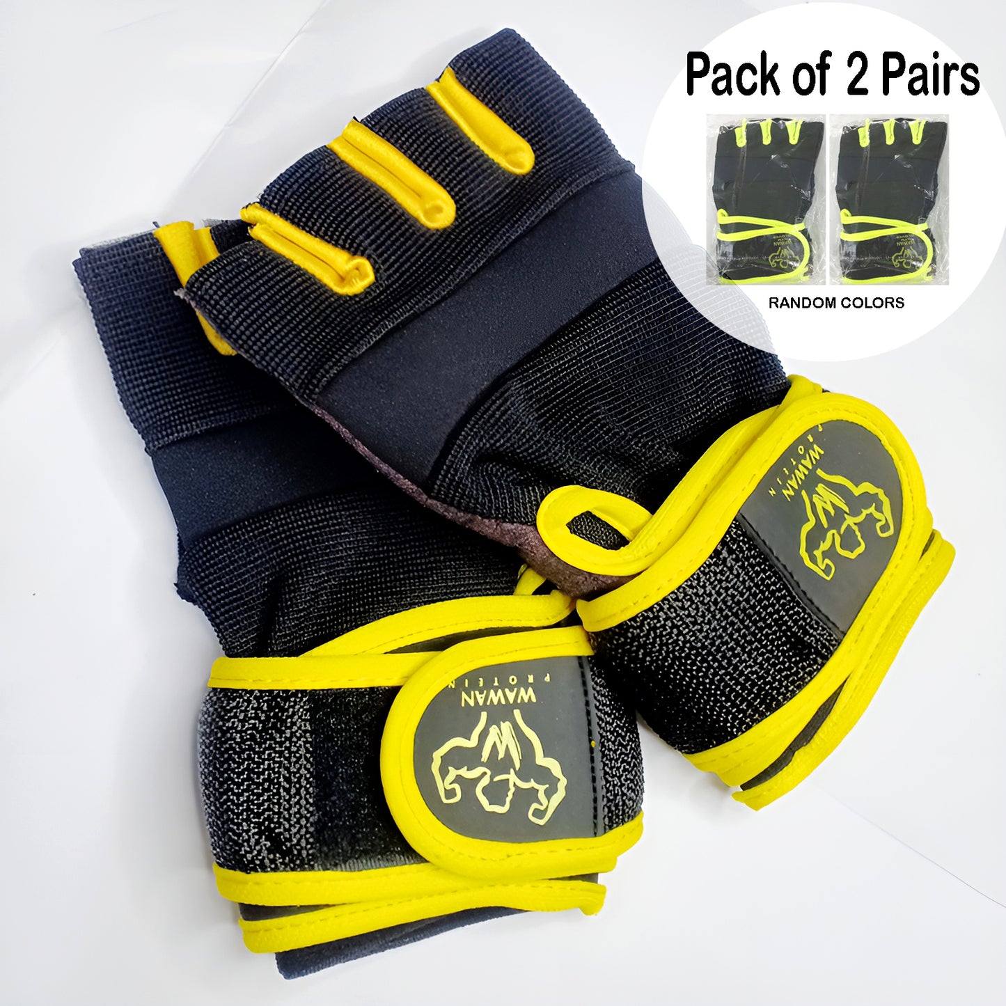 Pack of 2 Pairs Adjustable Wawan Gym Workout Gloves – Comfortable Grip, Durable for Men & Women