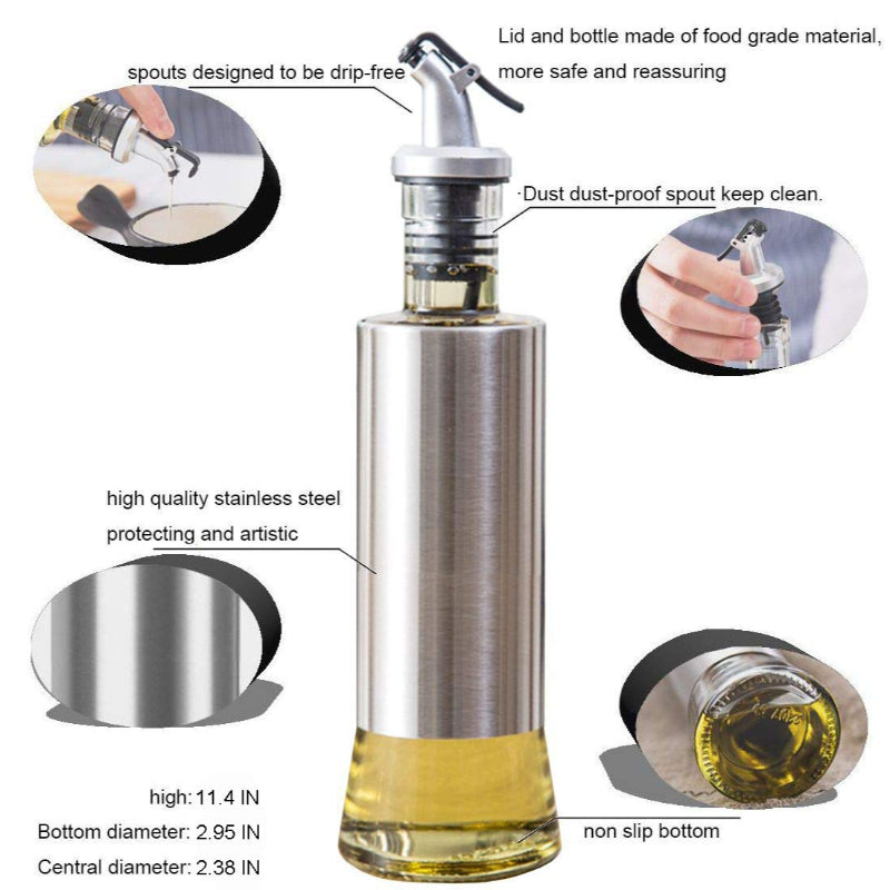 500ml High-Quality Stainless-Steel Covered Smart Glass Oil Bottle